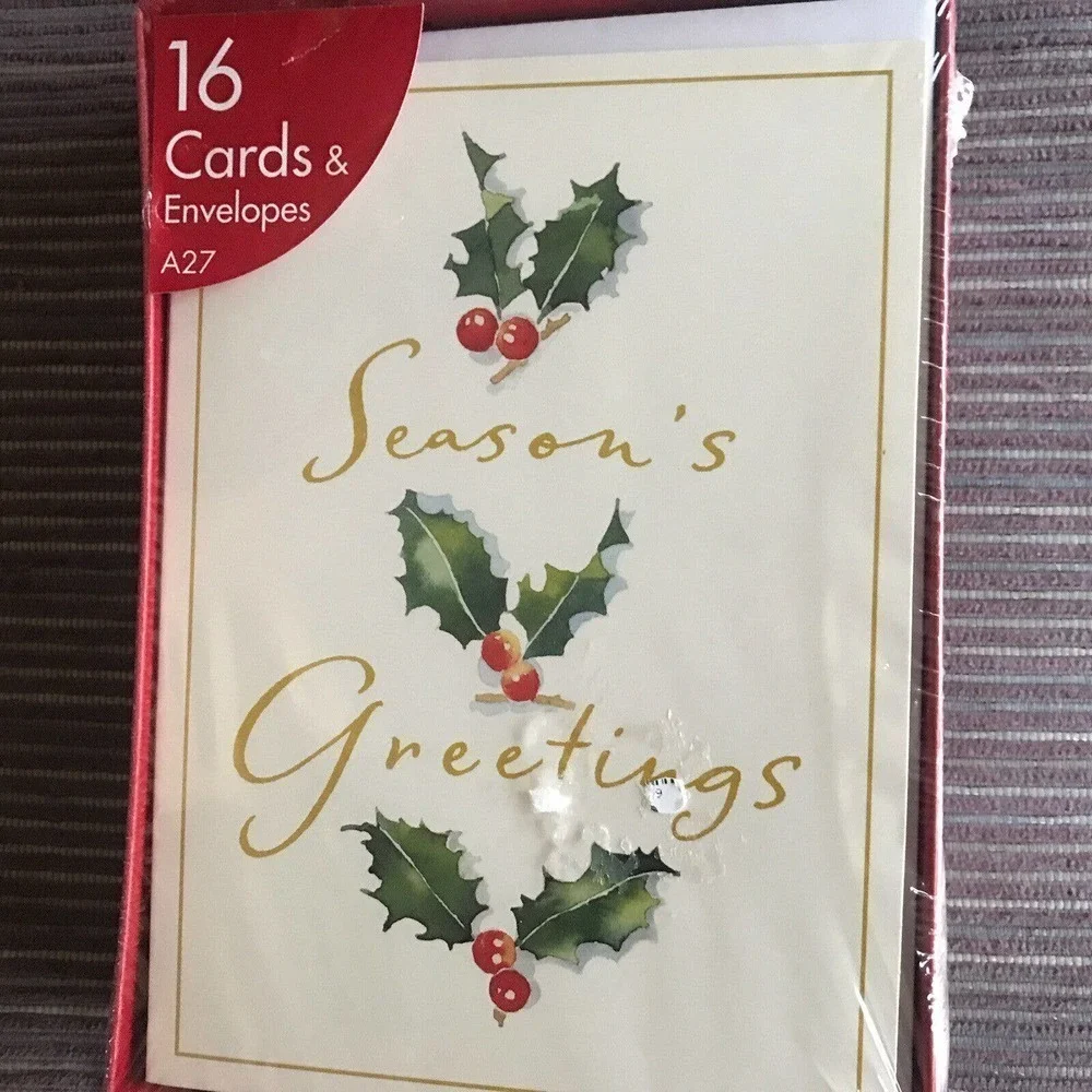 Box Christmas Cards 16 Cards/Envelopes Generic Message New In Box